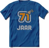 71 Jaar Feest T-Shirt | Goud - Zilver | Grappig Verjaardag Cadeau Shirt | Dames - Heren - Unisex | Tshirt Kleding Kado | - Donker Blauw - 3XL