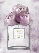 Glasschilderij - Parfum Chanel Roze - 60 x 80 x 0,4 cm