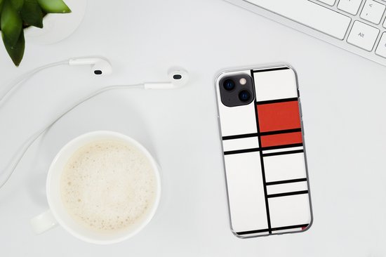Coque iPhone 13 mini - Composition rouge et blanc - Piet Mondrian - Siliconen