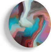 Artaza Houten Muurcirkel - Abstracte Kunst - Kleurrijke Golven - Ø 40 cm - Klein - Multiplex Wandcirkel - Rond Schilderij