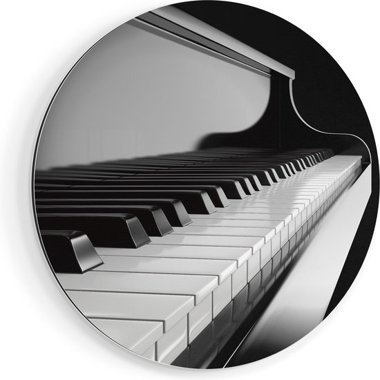 Artaza Dibond Muurcirkel Pianotoetsen - Noten - Piano - Ø 60 cm - Wandcirkel - Rond Schilderij - Voor Binnen en Buiten