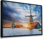 Akoestische panelen - Geluidsisolatie - Akoestische wandpanelen - Akoestisch schilderij AcousticPro® - paneel traditioneel nederlands uitzicht - design 175 - Premium - 150x100 - zw