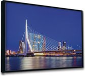 Akoestische panelen - Geluidsisolatie - Akoestische wandpanelen - Akoestisch schilderij AcousticPro® - paneel uitzicht op de kop van zuid, Rotterdam - design 174 - Premium - 100x70