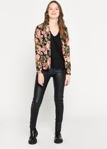 LOLALIZA Losse jas met bloemenprint - Zwart - Maat 34