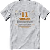 11 Jaar Legend T-Shirt | Goud - Zilver | Grappig Verjaardag Cadeau | Dames - Heren | - Licht Grijs - Gemaleerd - L