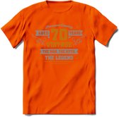 70 Jaar Legend T-Shirt | Goud - Zilver | Grappig Verjaardag Cadeau | Dames - Heren | - Oranje - L