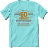 50 Jaar Legend T-Shirt | Goud - Zilver | Grappig  Abraham Verjaardag Cadeau | Dames - Heren | - Licht Blauw - XL