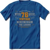 76 Jaar Legend T-Shirt | Goud - Zilver | Grappig Verjaardag Cadeau | Dames - Heren | - Donker Blauw - S