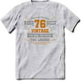 76 Jaar Legend T-Shirt | Goud - Zilver | Grappig Verjaardag Cadeau | Dames - Heren | - Licht Grijs - Gemaleerd - XXL