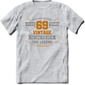 69 Jaar Legend T-Shirt | Goud - Zilver | Grappig Verjaardag Cadeau | Dames - Heren | - Licht Grijs - Gemaleerd - 3XL