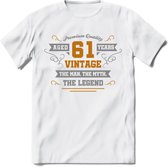 61 Jaar Legend T-Shirt | Goud - Zilver | Grappig Verjaardag Cadeau | Dames - Heren | - Wit - XXL