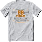 59Jaar Legend T-Shirt | Goud - Zilver | Grappig Verjaardag Cadeau | Dames - Heren | - Licht Grijs - Gemaleerd - XXL