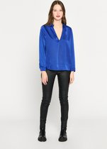 LOLALIZA Satijnen blouse met lange mouwen - Blauw - Maat 42