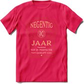 90 Jaar Legendarisch Gerijpt T-Shirt | Roest - Ivoor | Grappig Verjaardag Cadeau | Dames - Heren | - Roze - M