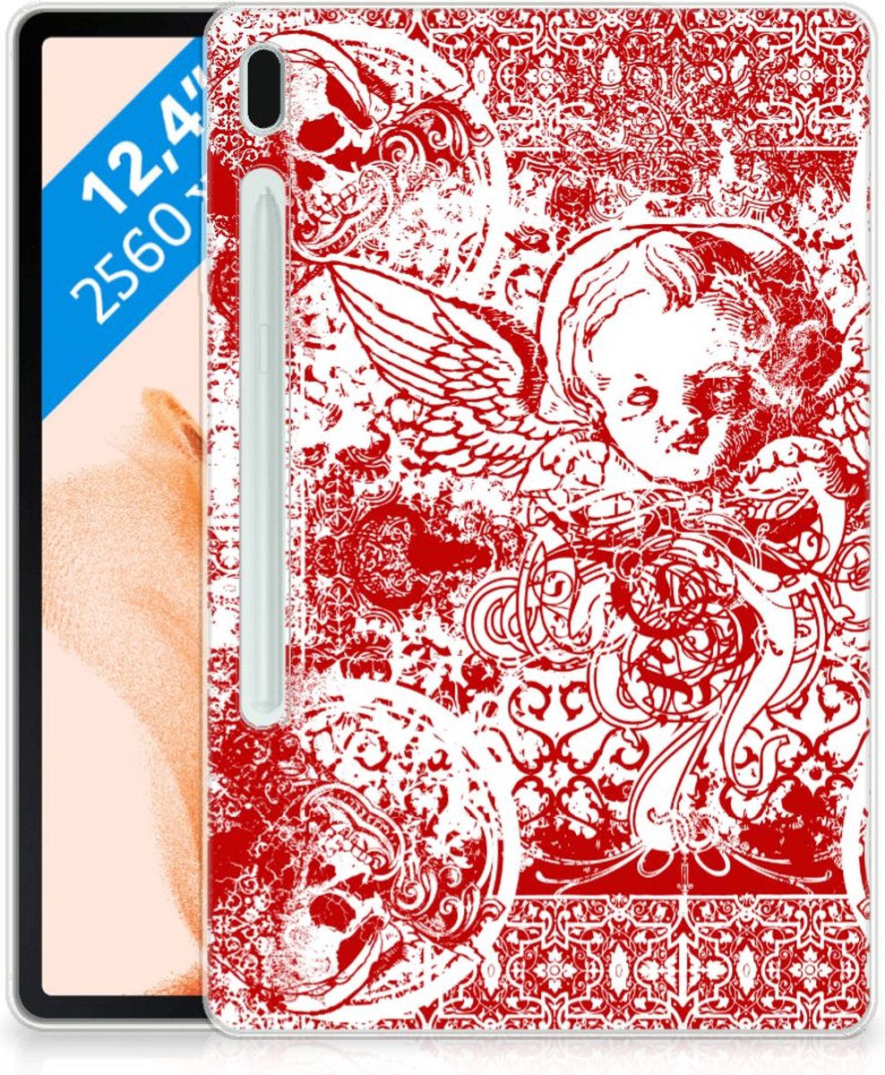 Tablet BackCover Samsung Galaxy Tab S7FE Angel Skull Rood