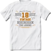 18 Jaar Legend T-Shirt | Goud - Zilver | Grappig Verjaardag Cadeau | Dames - Heren | - Wit - XL