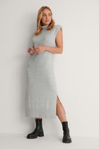 NA-KD Jurk Padded High Dress 1100 004257 Grey Melange Dames Maat - M