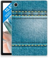 Tablet Hoes Samsung Galaxy Tab A8 2021 Siliconen Back Cover Design Jeans met transparant zijkanten