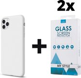 Siliconen Backcover Hoesje iPhone 11 Pro Wit - 2x Gratis Screen Protector - Telefoonhoesje - Smartphonehoesje