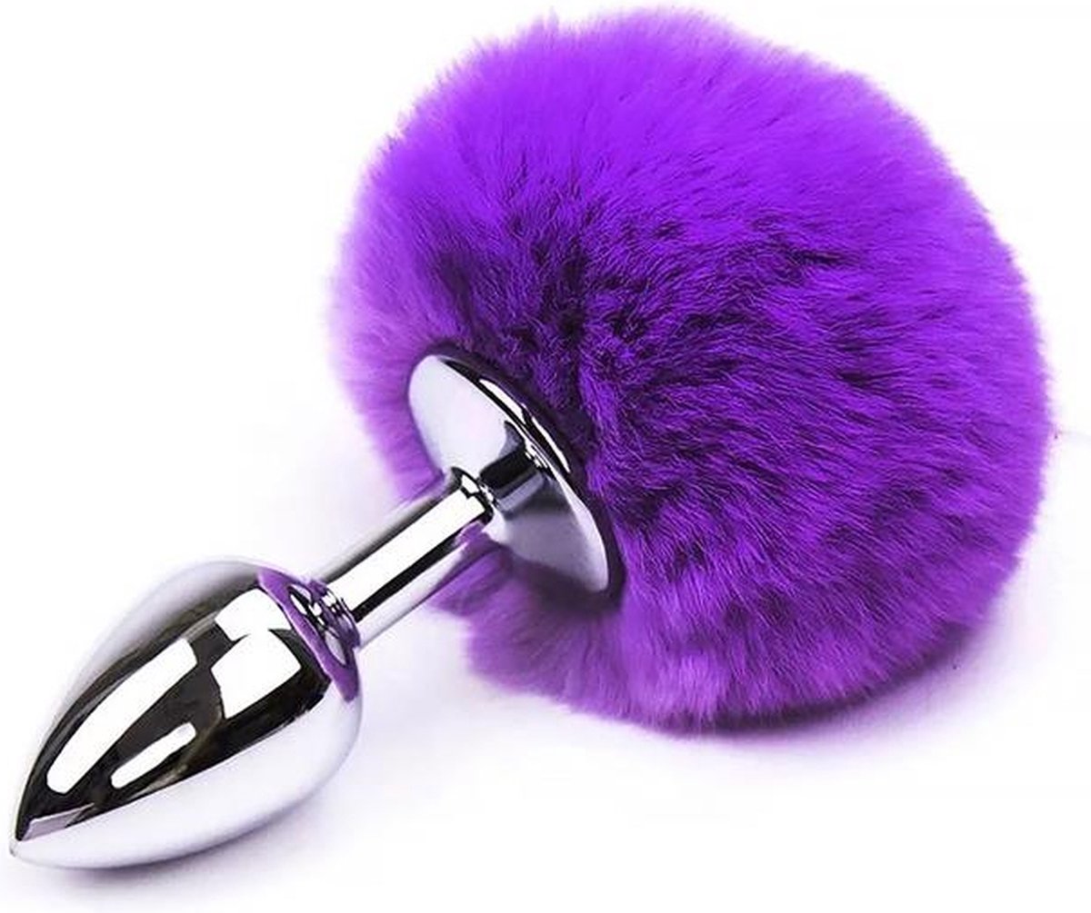 Goedkoopste Butt Plug with Pompon Purple Size S