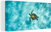 Canvas Schilderij Schildpad in de zee - 80x40 cm - Wanddecoratie
