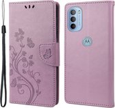 Motorola Moto G31 Hoesje - Bloemen Book Case - Paars