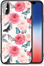 Telefoontas Geschikt voor iPhoneX | Xs Smartphone Hoesje met Zwarte rand Butterfly Roses