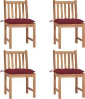 Decoways - Tuinstoelen 4 stuks met kussens massief teakhout
