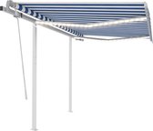 Everest Luifel handmatig uittrekbaar met LED 3,5x2,5 m blauw en wit