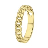 Lucardi Dames Goldplated ring gourmetschakel - Ring - Cadeau - Moederdag - Echt Zilver - Goudkleurig