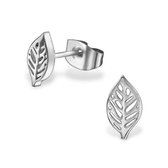Aramat jewels ® - Aramat jewels oorbellen zweerknopjes blaadje staal 5mm x 9mm