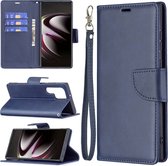 Samsung Galaxy S22 Ultra Hoesje - MobyDefend Wallet Book Case Met Koord - Blauw - GSM Hoesje - Telefoonhoesje Geschikt Voor: Samsung Galaxy S22 Ultra