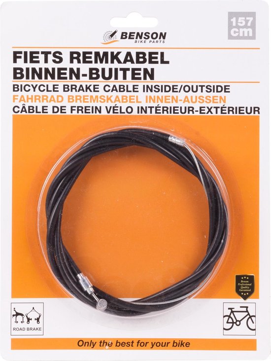 Câble de frein universel pour vélo avec câble intérieur et extérieur - 157  cm - noir