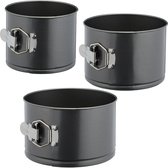 springvorm - hoog - set van 3 - Ø 14/16/18 cm - rond - antiaanbaklaag - staal - antraciet