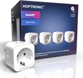 4x HOFTRONIC Slimme Stekker  - Smart plug 16A - WiFi + Bluetooth - Met Tijdschakelaar - Compatible met Amazon Alexa en Google Home - Incl. Energiemeter - Extra hoog en smal design - Smart stopcontact