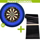 Winmau Blade 6 + Rubberen Dartmat 60*300 incl Oche + Dartbordverlichting Deluxe XL (Blauw)