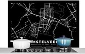 Spatscherm keuken 120x80 cm - Kookplaat achterwand Kaart - Amstelveen - Zwart - Muurbeschermer - Spatwand fornuis - Hoogwaardig aluminium