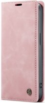 iPhone 13 Pro Bookcase hoesje - CaseMe - Effen Roze - Kunstleer