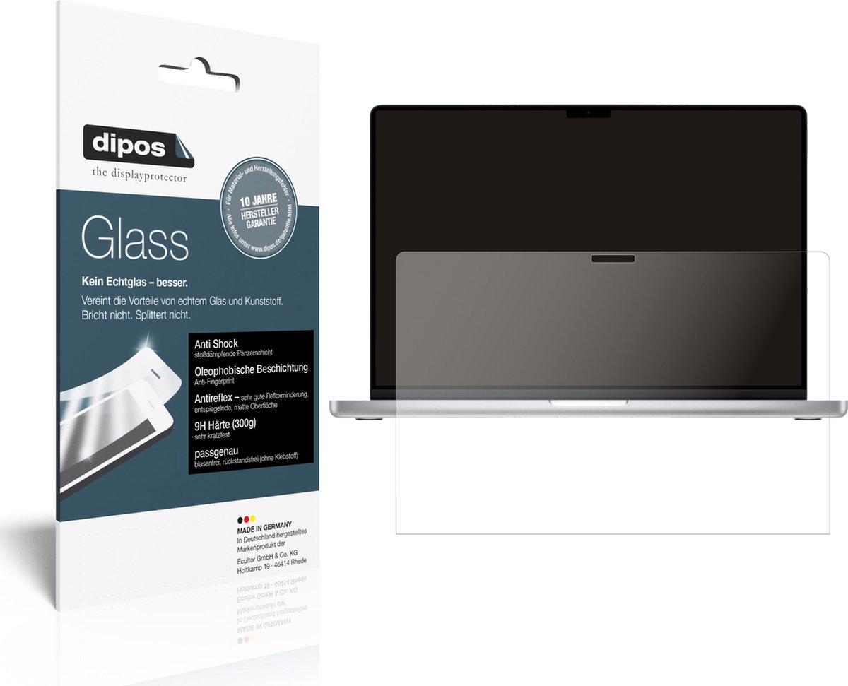 dipos I 2x Pantserfolie mat compatibel met Apple MacBook Pro 16 inch (2021) Beschermfolie 9H screen-protector