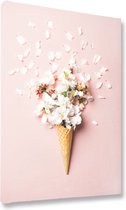 Akoestische panelen - Geluidsisolatie - Akoestische wandpanelen - Akoestisch schilderij AcousticBudget® - paneel met abstracte ijshoorn met bloemen - design 83 - 60x40 - Wanddecora