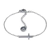 Armband Cross Zilver | Stainless steel met een mooie zilveren plating | Staal | Minimalistische armband - 16 cm + 3,5 cm extra | Buddha Ibiza