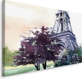 Schilderij - Eiffel Toren, Parijs, 5 maten, Print op Canvas