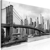 Schilderij - Road to Manhattan (1 Part) Narrow Black and White.