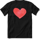 Valentijn Pastel waterverf Hart T-Shirt | Grappig Valentijnsdag Cadeautje voor Hem en Haar | Dames - Heren - Unisex | Kleding Cadeau | - Zwart - M