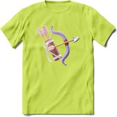 Valentijn pijl en boog Hart T-Shirt | Grappig Valentijnsdag Cadeautje voor Hem en Haar | Dames - Heren - Unisex | Kleding Cadeau | - Groen - L