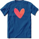 Valentijn Pastel waterverf Hart T-Shirt | Grappig Valentijnsdag Cadeautje voor Hem en Haar | Dames - Heren - Unisex | Kleding Cadeau | - Donker Blauw - S