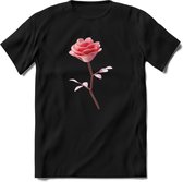 Valentijn roos Hart T-Shirt | Grappig Valentijnsdag Cadeautje voor Hem en Haar | Dames - Heren - Unisex | Kleding Cadeau | - Zwart - S