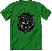 Tijger - Dieren Mandala T-Shirt | Groen | Grappig Verjaardag Zentangle Dierenkop Cadeau Shirt | Dames - Heren - Unisex | Wildlife Tshirt Kleding Kado | - Donker Groen - M