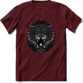Tijger - Dieren Mandala T-Shirt | Paars | Grappig Verjaardag Zentangle Dierenkop Cadeau Shirt | Dames - Heren - Unisex | Wildlife Tshirt Kleding Kado | - Burgundy - XXL