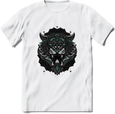 Tijger - Dieren Mandala T-Shirt | Aqua | Grappig Verjaardag Zentangle Dierenkop Cadeau Shirt | Dames - Heren - Unisex | Wildlife Tshirt Kleding Kado | - Wit - XL